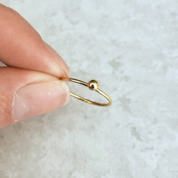 ABJ Handmade Jewelry - 14K Gold Filled Thin Stacking Ring With Gold Ball